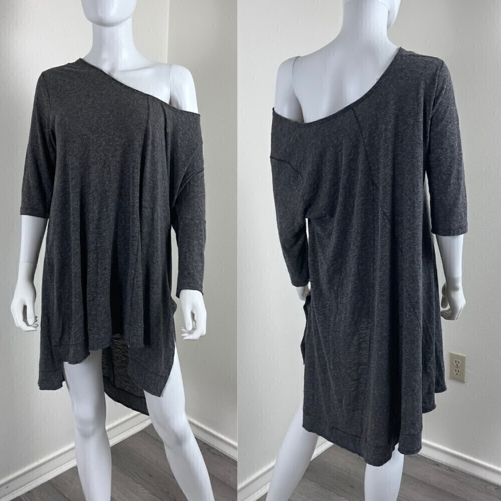Free People Size M Oversize Pullover Tunic Blouse High Low Top Loungewear Casual